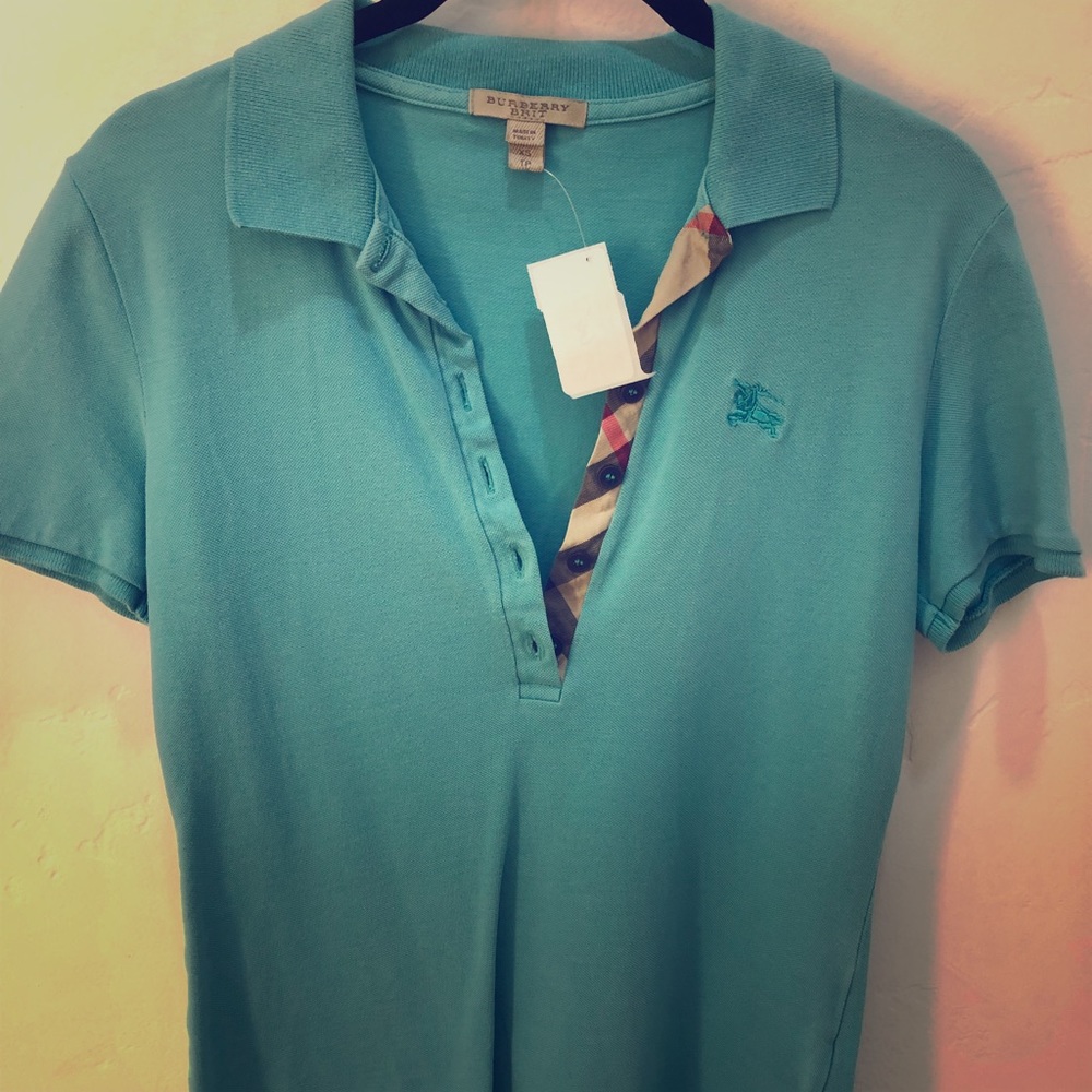 BURBERRY BRIT WOMEN’S POLO SHIRT TURQUOISE SIZE XS
